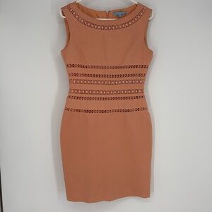 Antonio Melani Salmon Sleeveless Lace Accent Lined Sheath Dress Size 4
